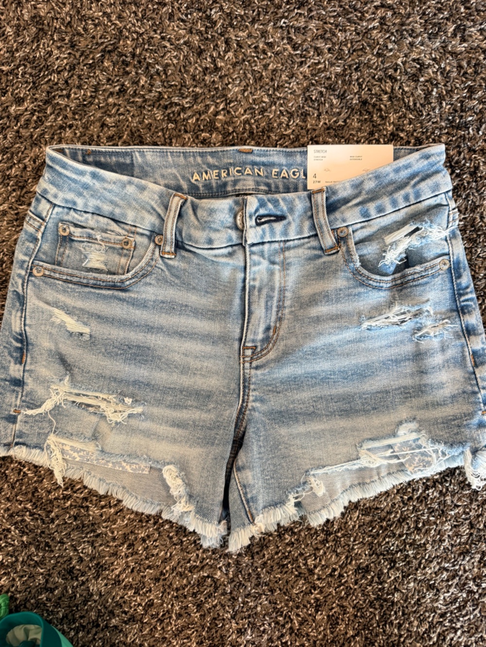 American Eagle Outfitters Light Wash Distressed Denim Shorts